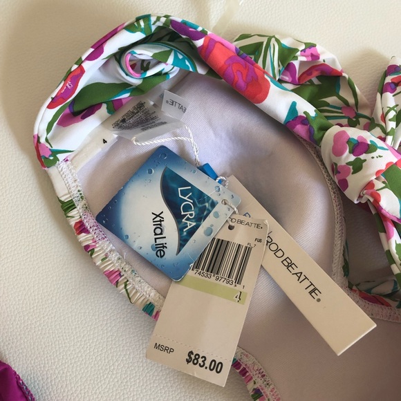 2 piece Bleu Rod Beattie pink floral swimsuit size 4 - Picture 4 of 8